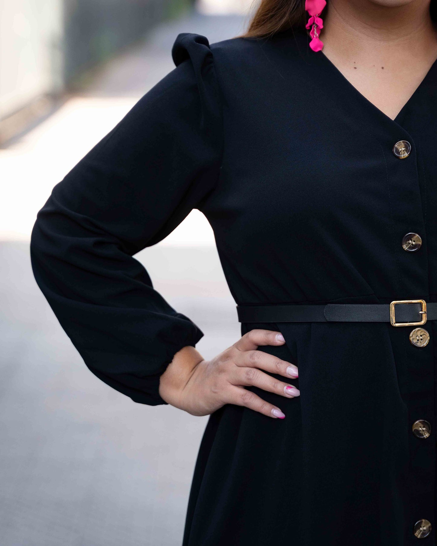 Vestido Camisero Cinturon Negro