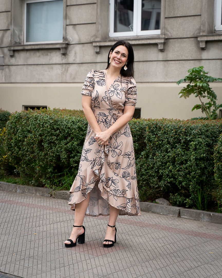 Maxivestido Bra3 Envolvente Beige FB