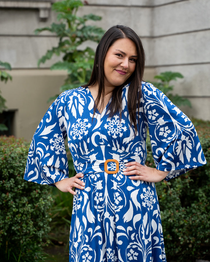 Vestido Bra3 Azul FB Manga 3/4