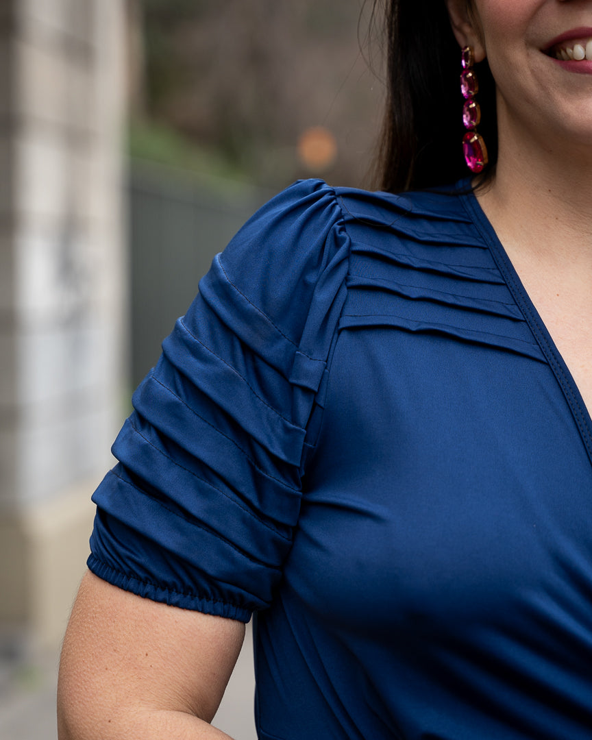 Maxivestido Bra3 Envolvente Azul