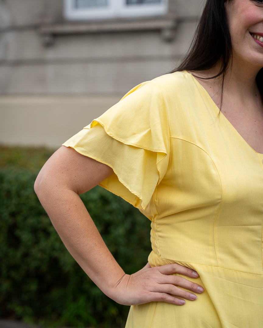 Vestido Bra3 Amarillo Botones