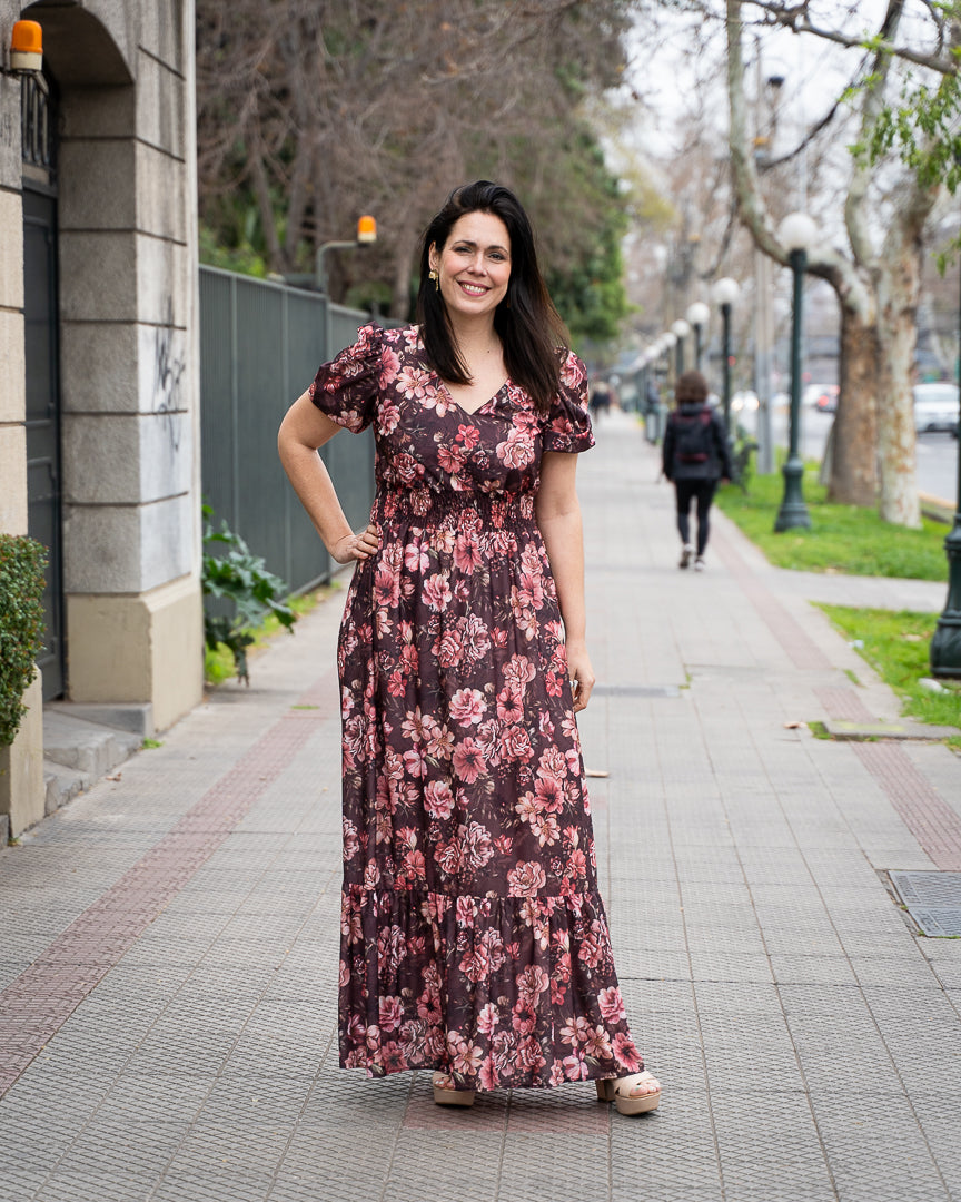 Maxivestido Bra3 Flores Cafe