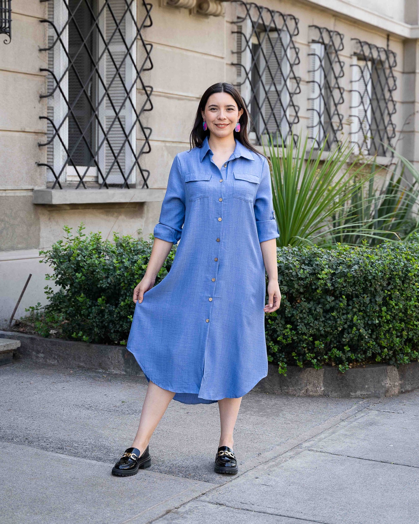 Vestido Camisero Celeste