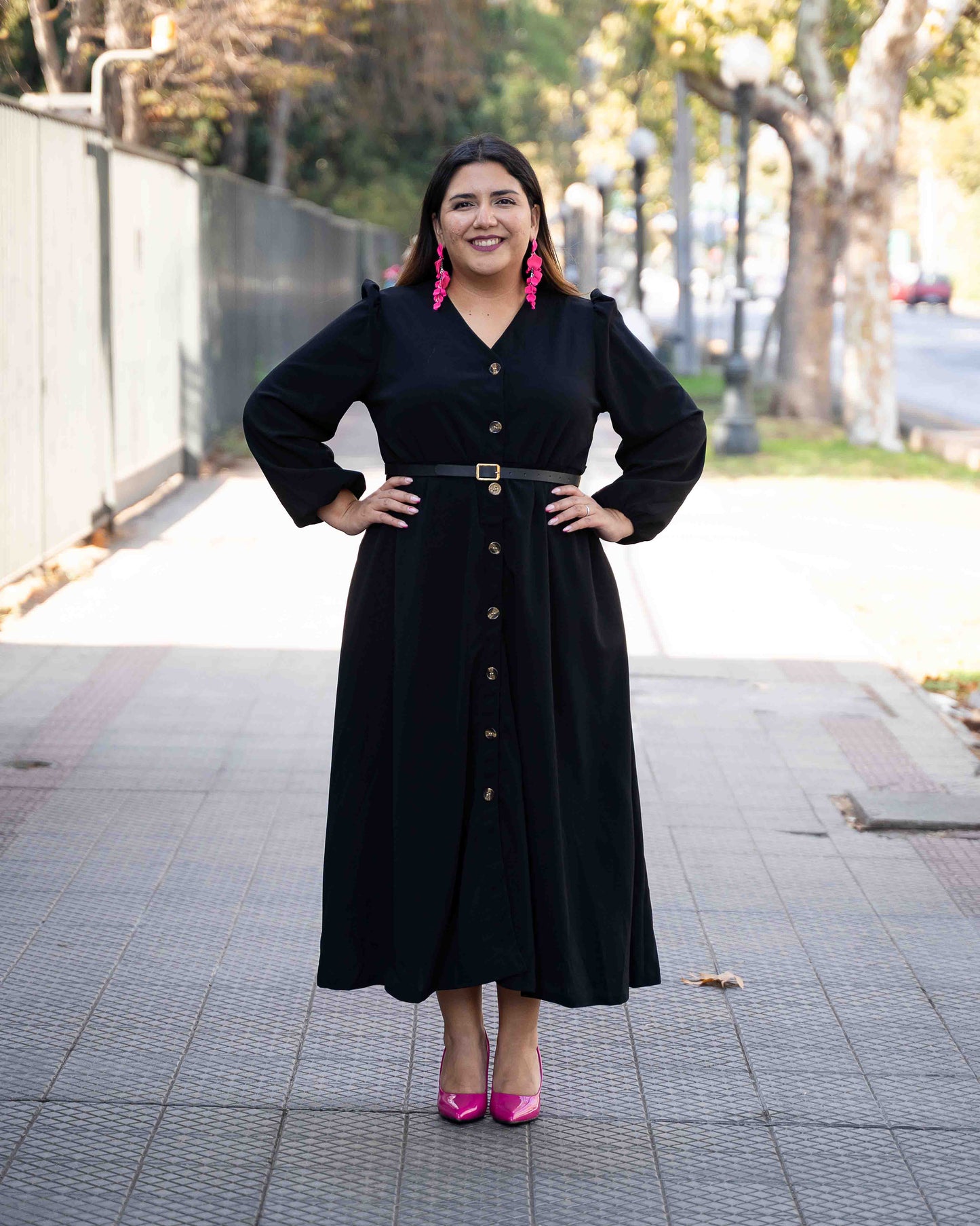 Vestido Camisero Cinturon Negro