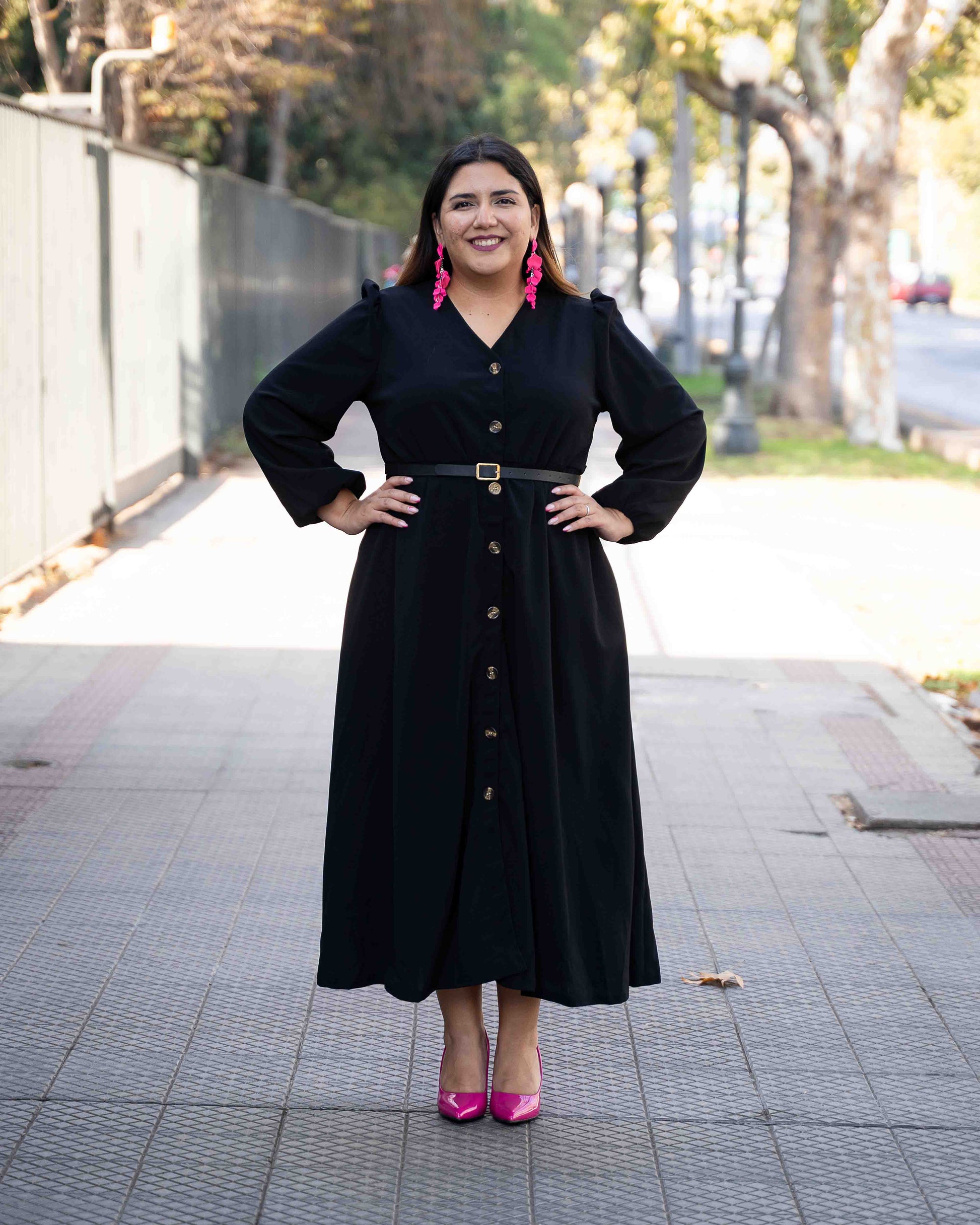 Vestido Camisero Cinturon Negro
