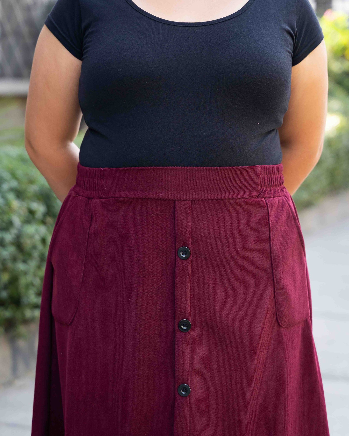 Falda Cotele Burdeo