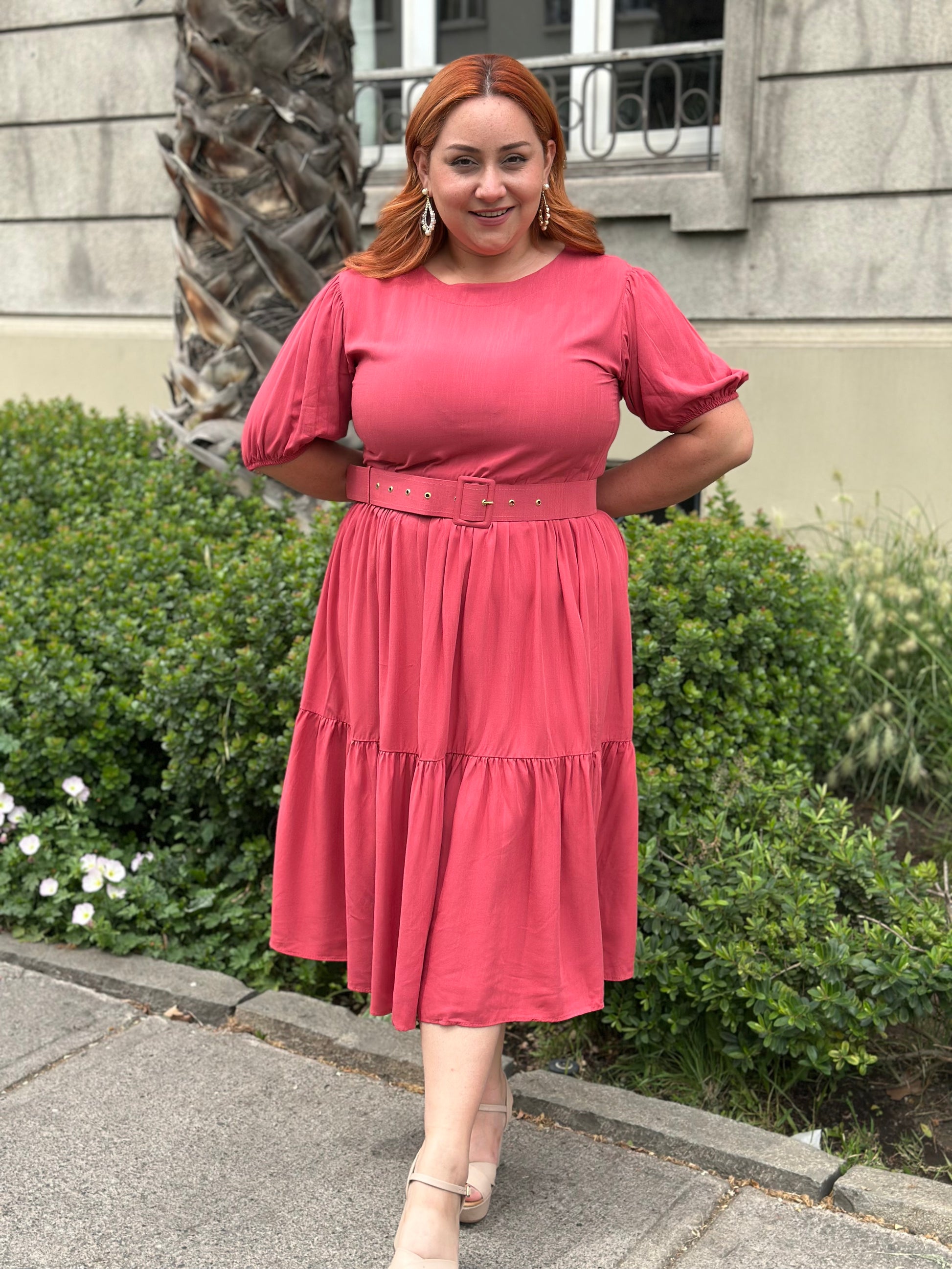 Vestido Bra2 Coral Cinturon