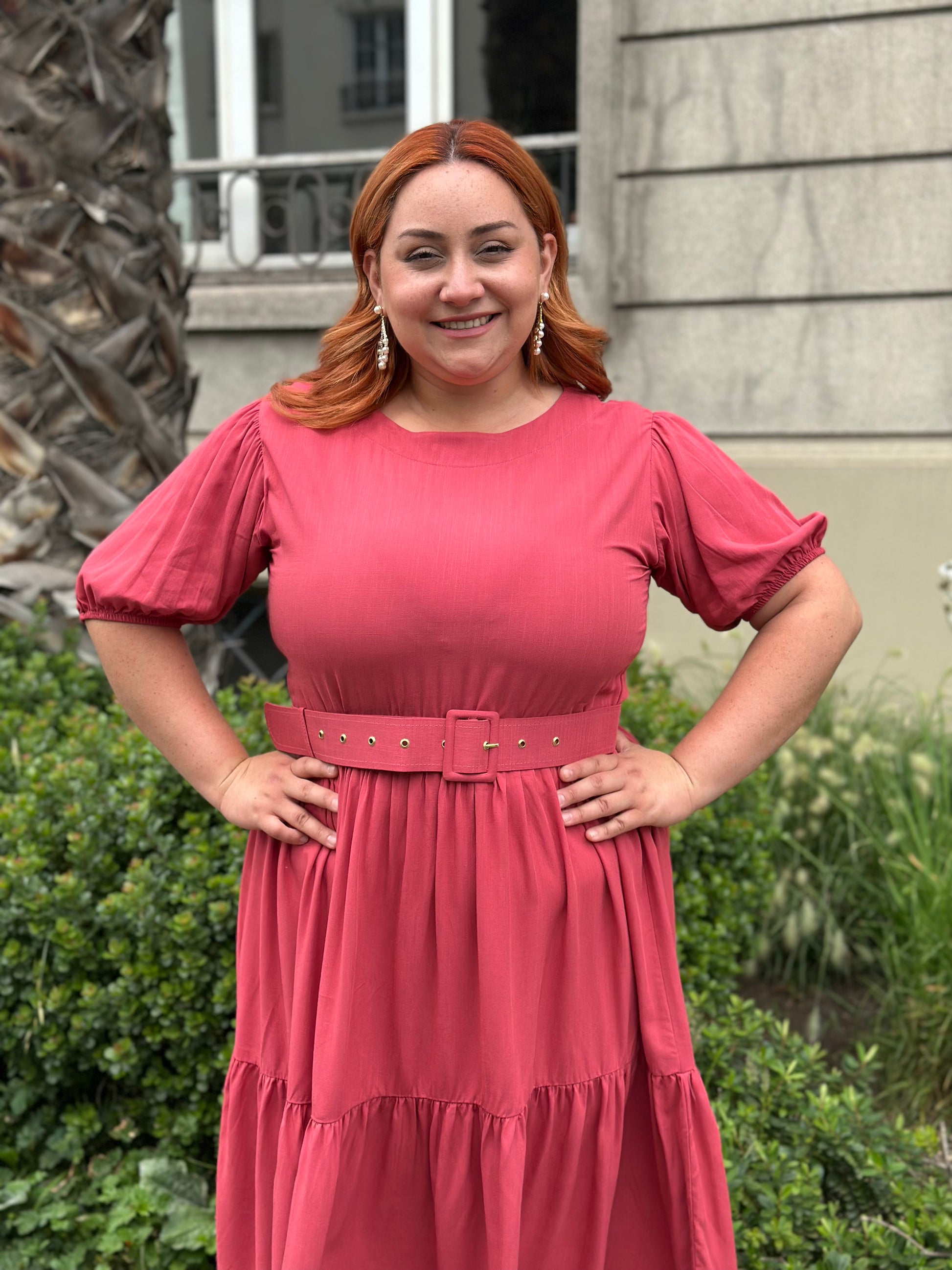 Vestido Bra2 Coral Cinturon