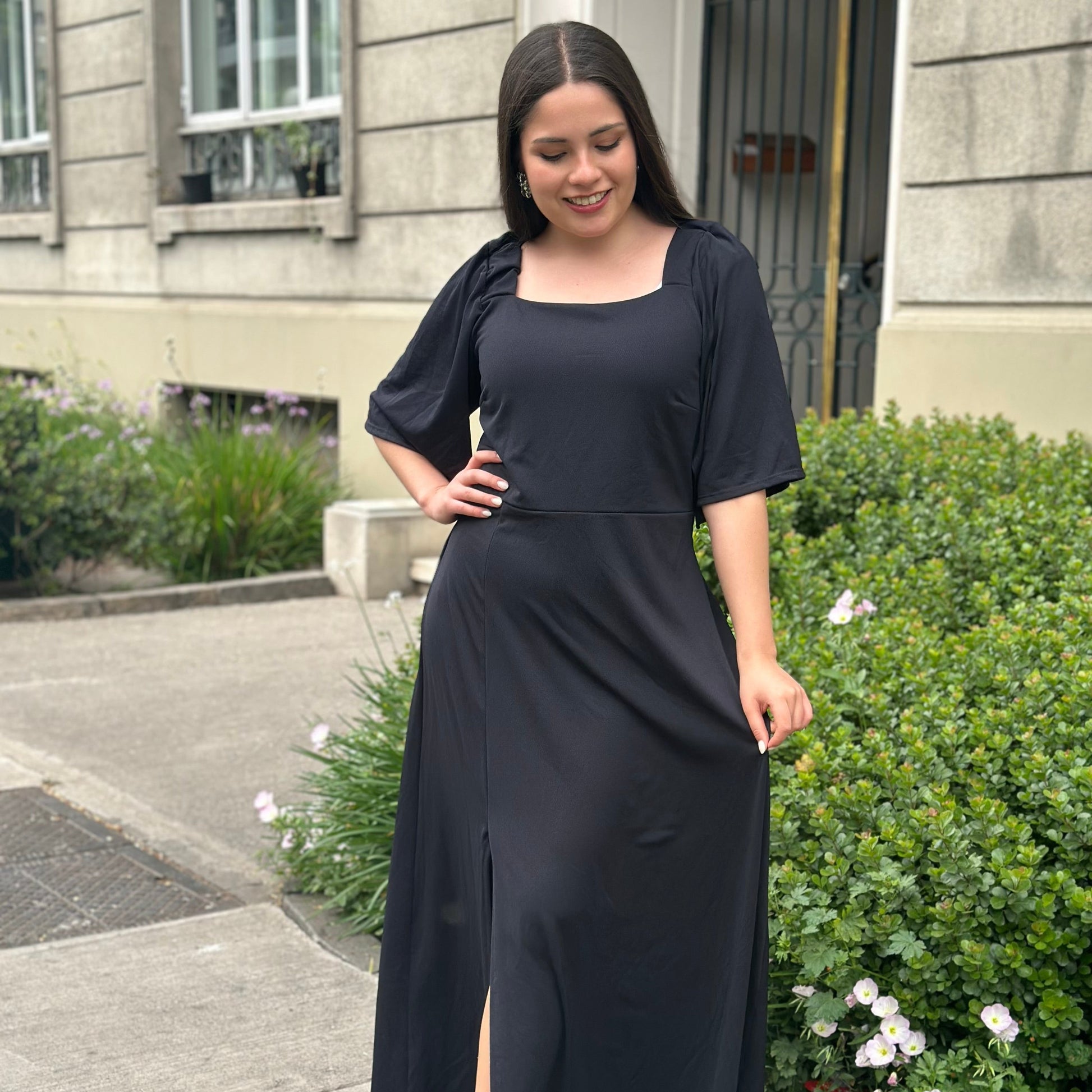 Vestido Bra2 Negro Escote Cuadrado