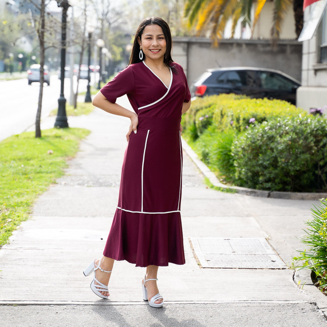 Vestido Bra Burdeo Formal