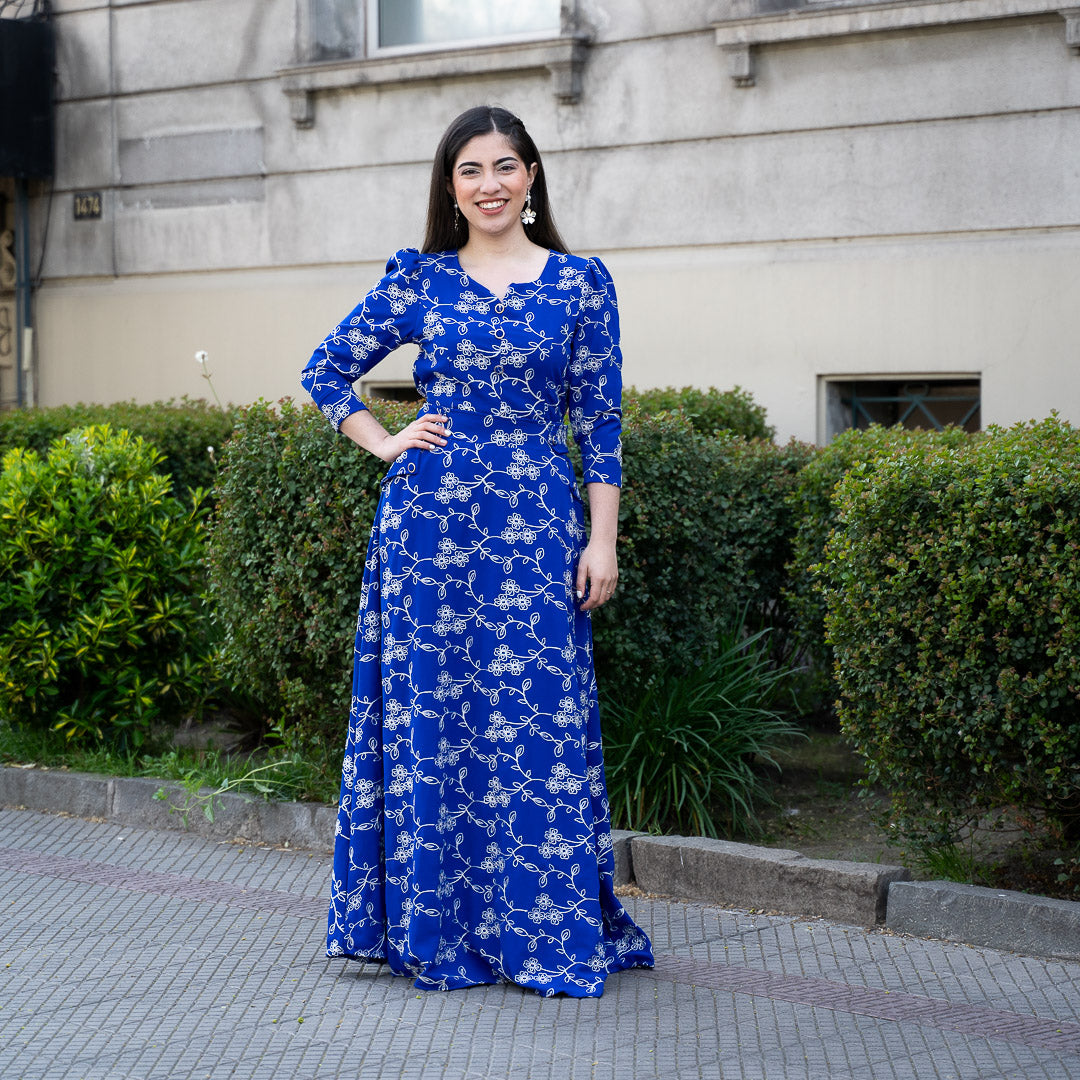 Maxivestido Bra zul Bordado