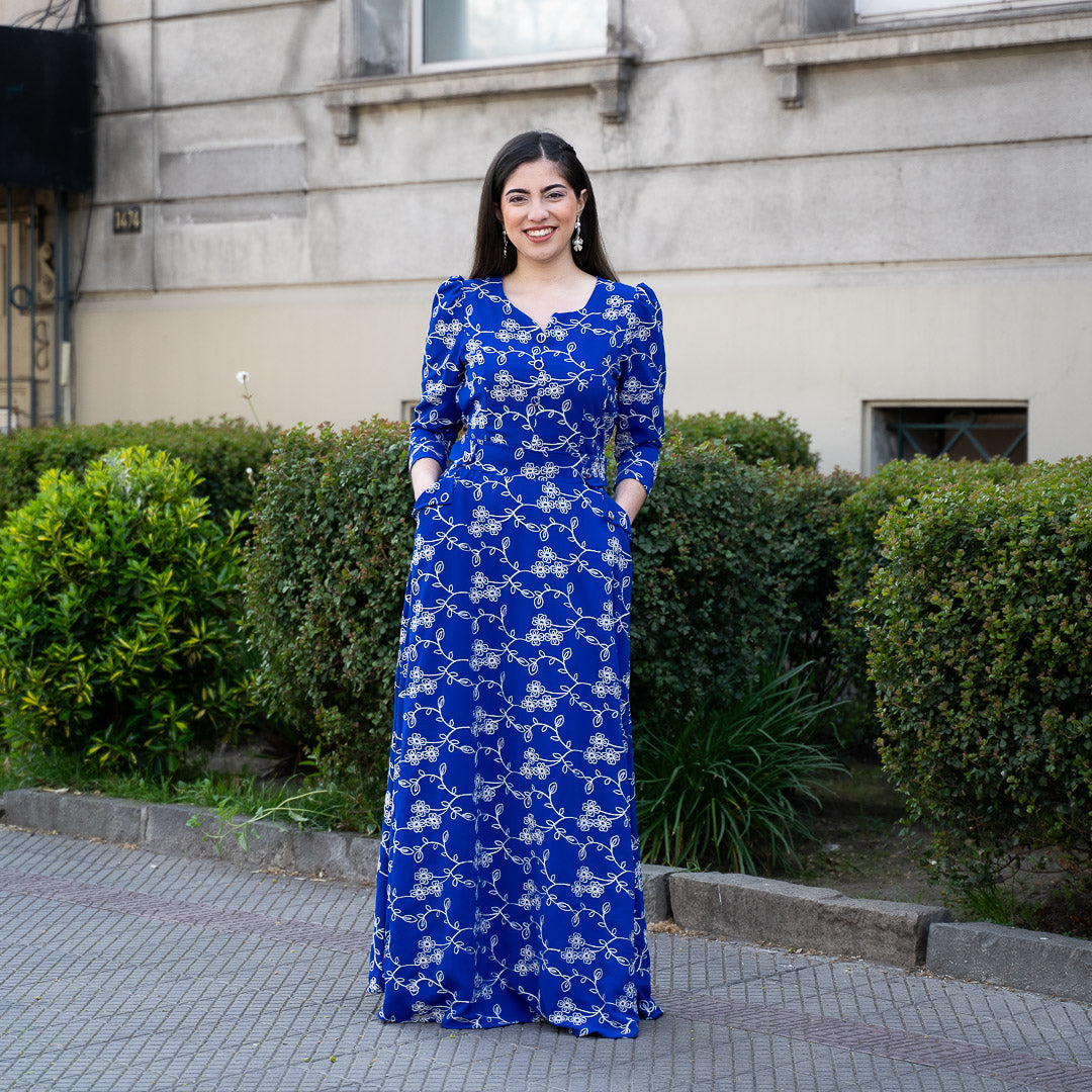 Maxivestido Bra zul Bordado