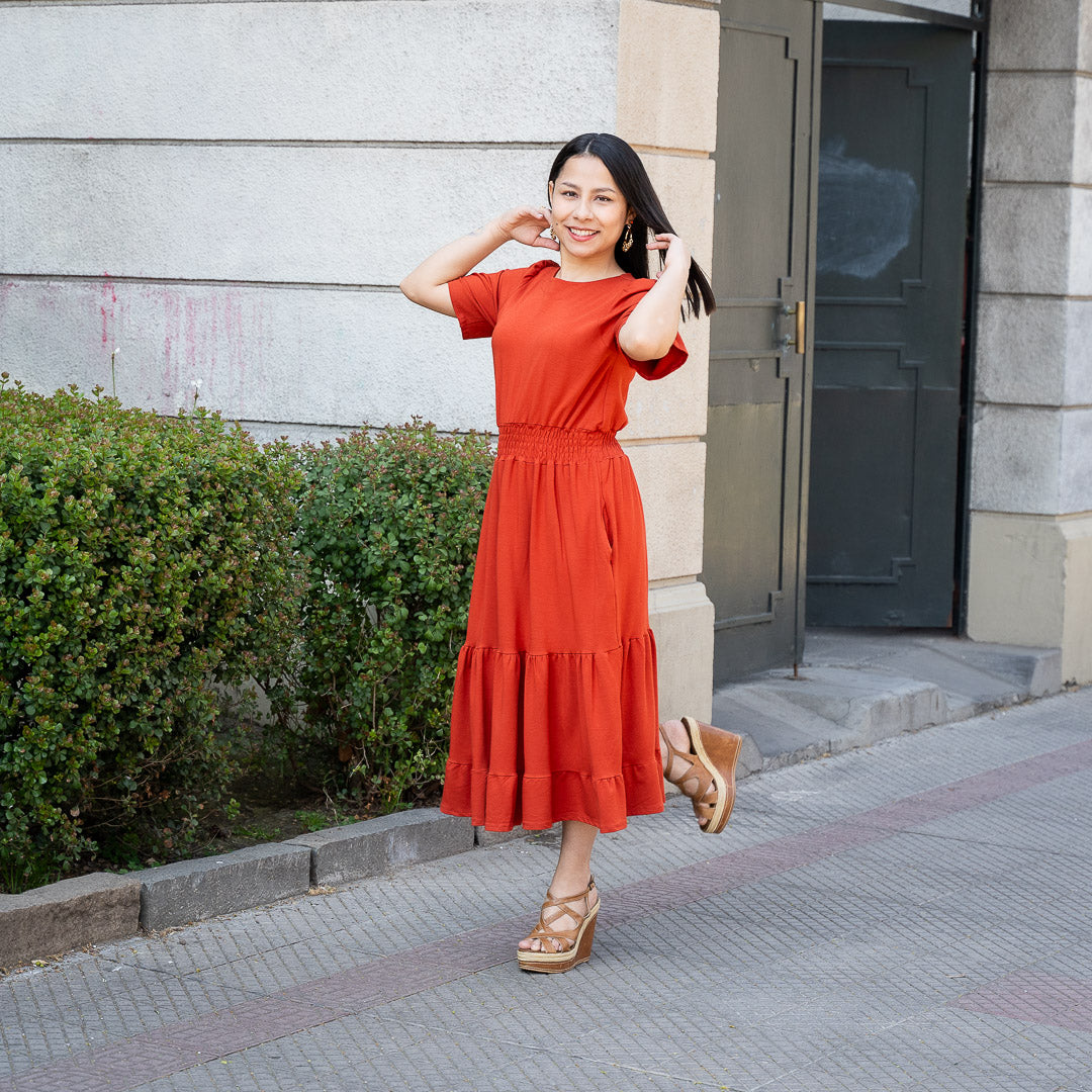 Vestido Bra Terracota Algodón