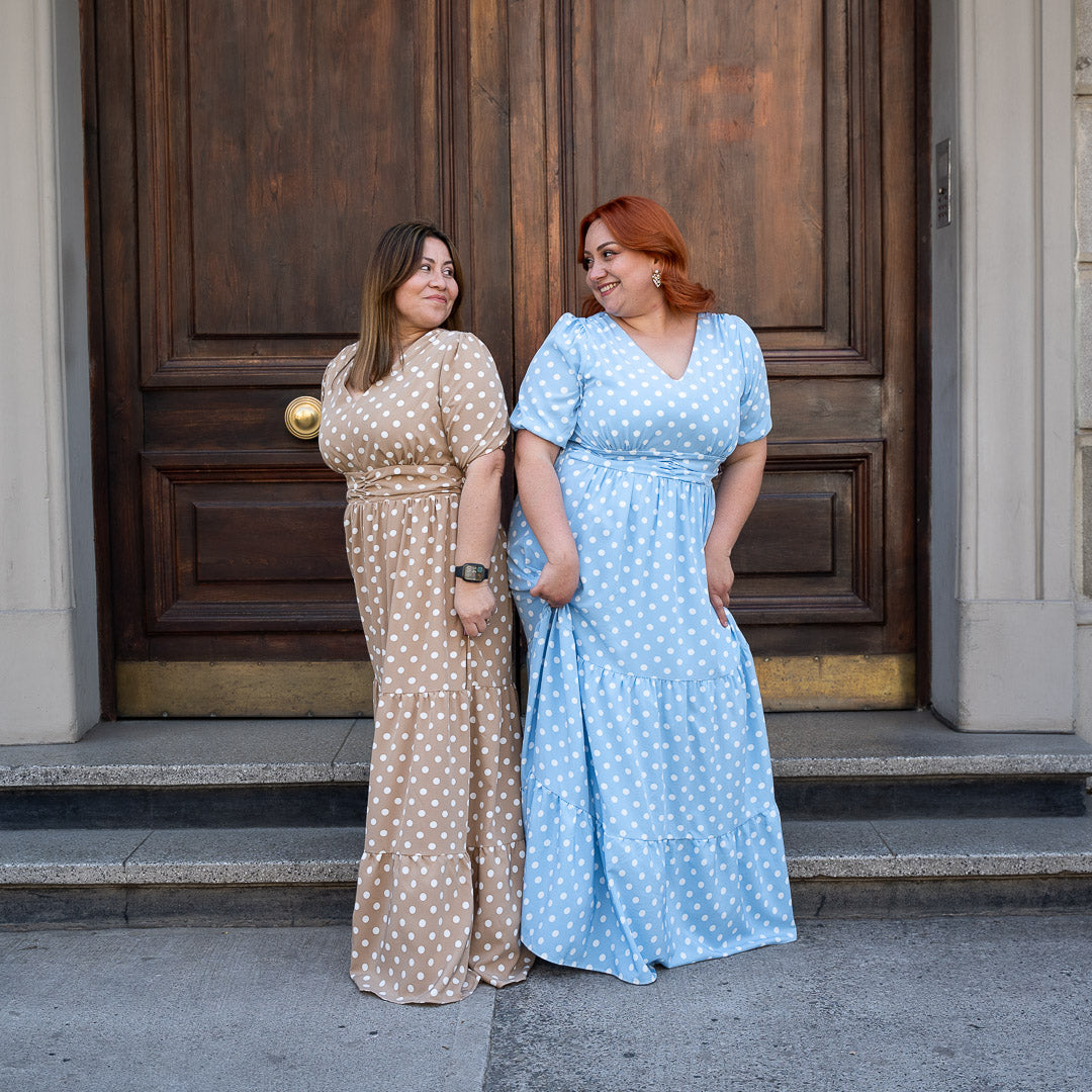 Vestido Bra Puntos Beige