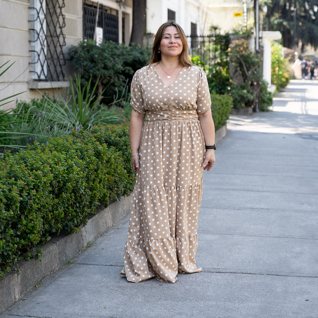 Vestido Bra Puntos Beige