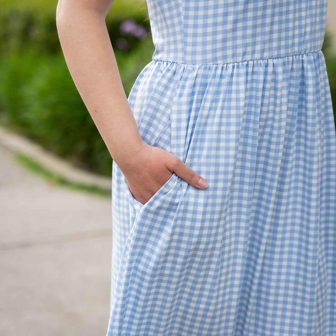 Maxivestido Cuadros Celeste