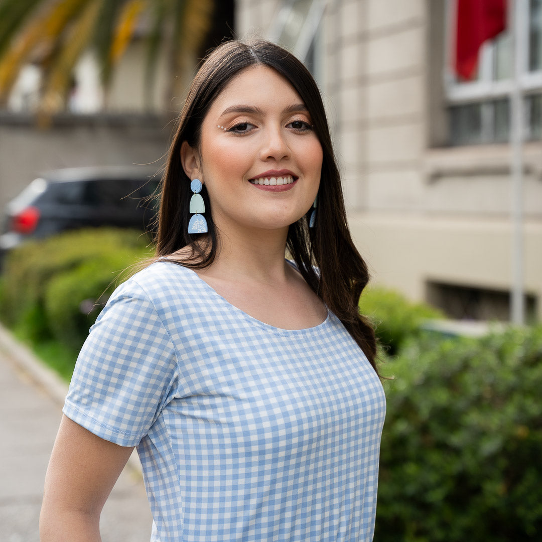 Maxivestido Cuadros Celeste