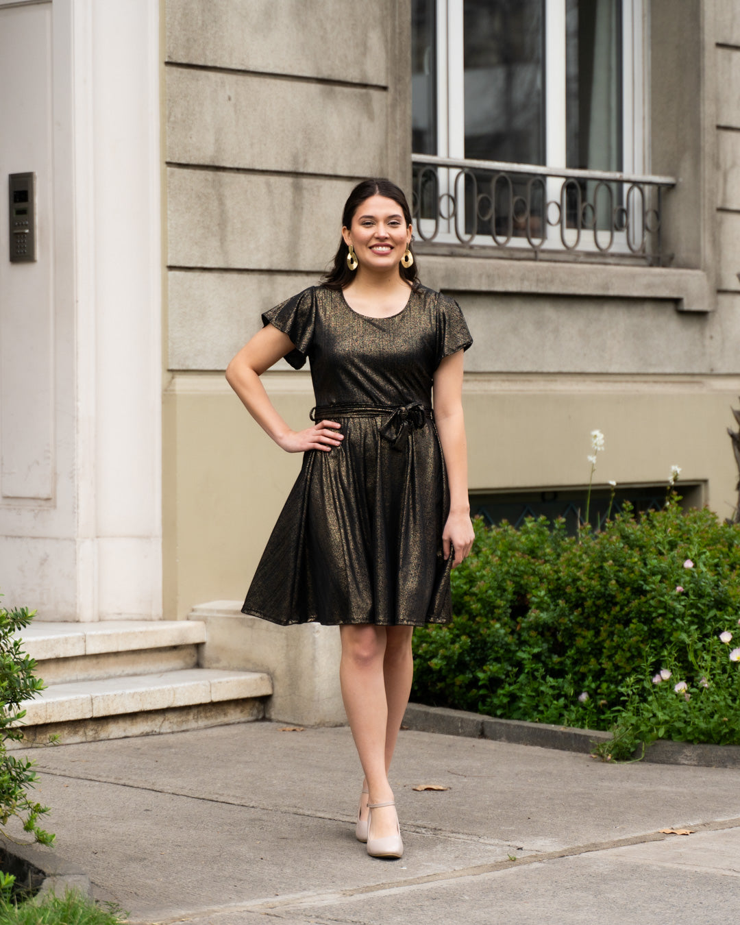 Vestido Fiesta Negro Brillos