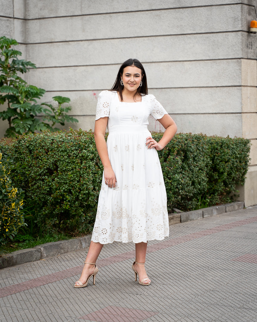 Vestido Bra3 Blanco Bordado