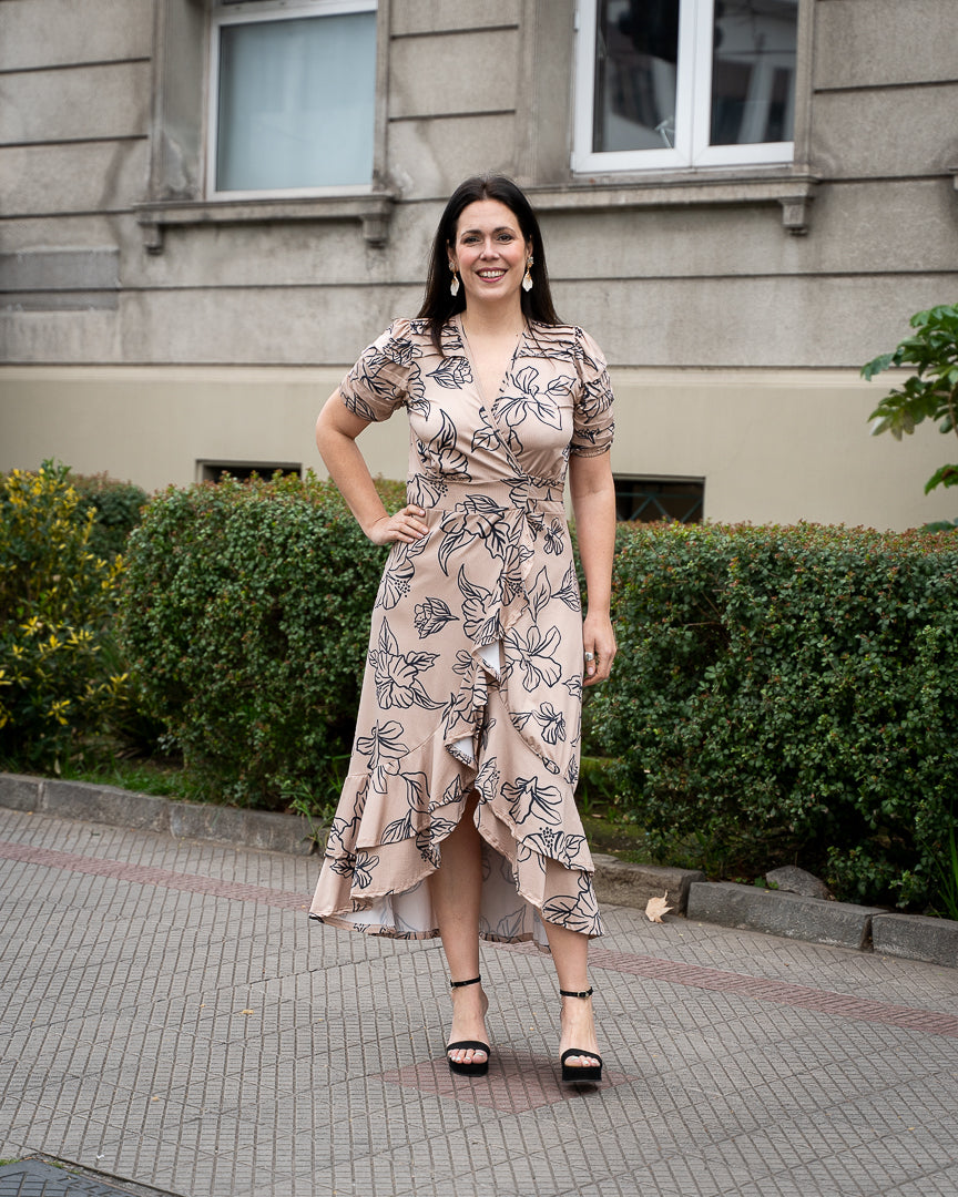 Maxivestido Bra3 Envolvente Beige FB