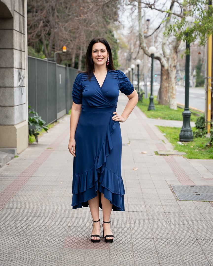 Maxivestido Bra3 Envolvente Azul