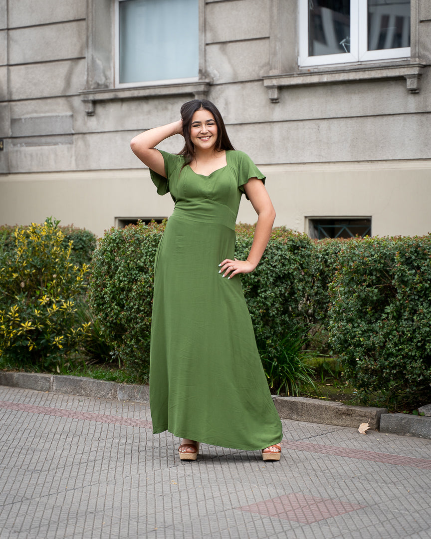 Vestido Bra3 Verde Oliva Largo