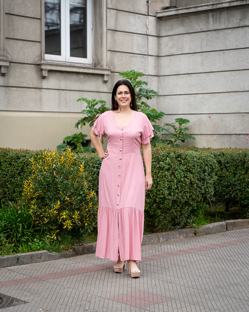 Vestido Bra3 Rosado Botones