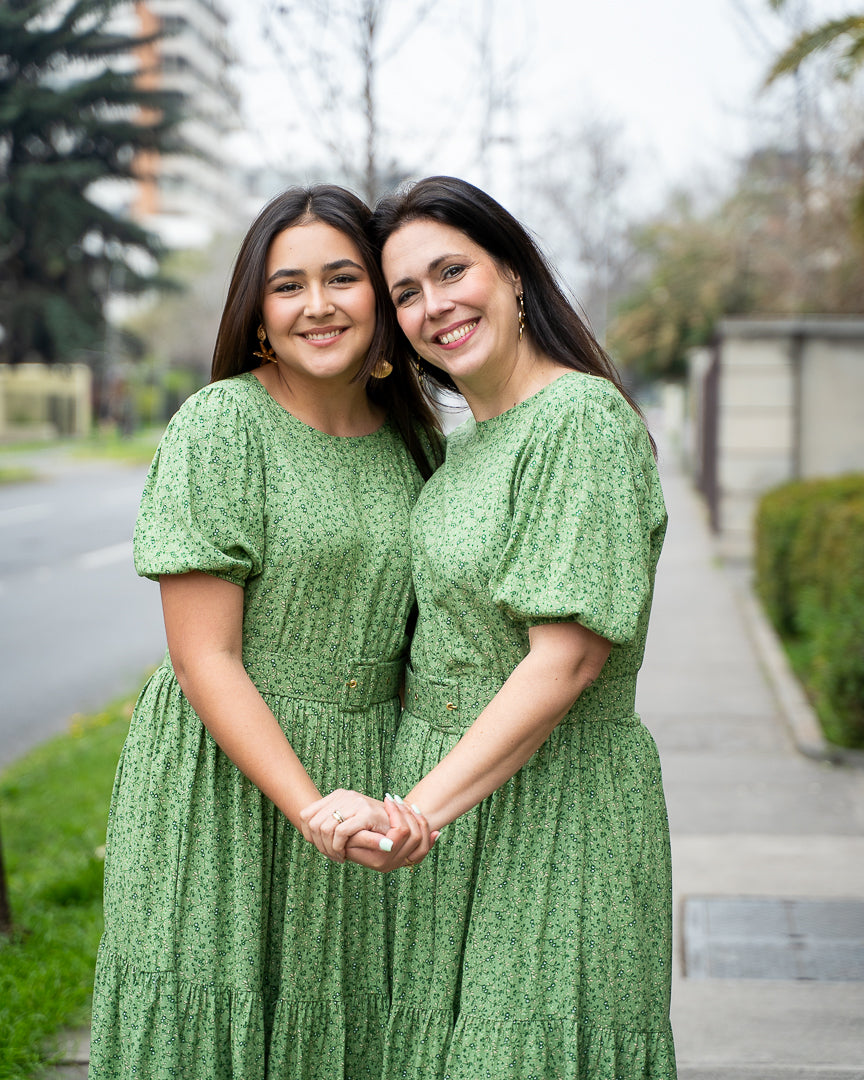 Vestido Bra3 Cinturon Floreado Verde