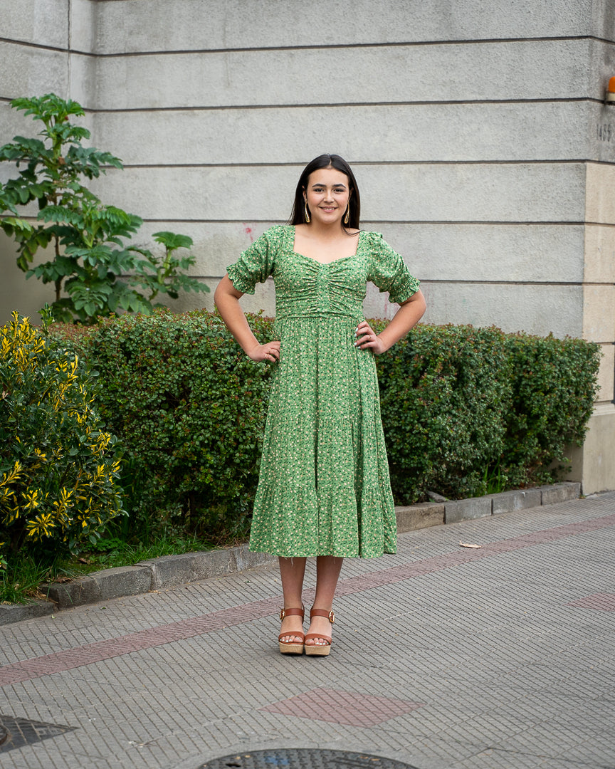 Vestido Bra3 Verde Flores PQA