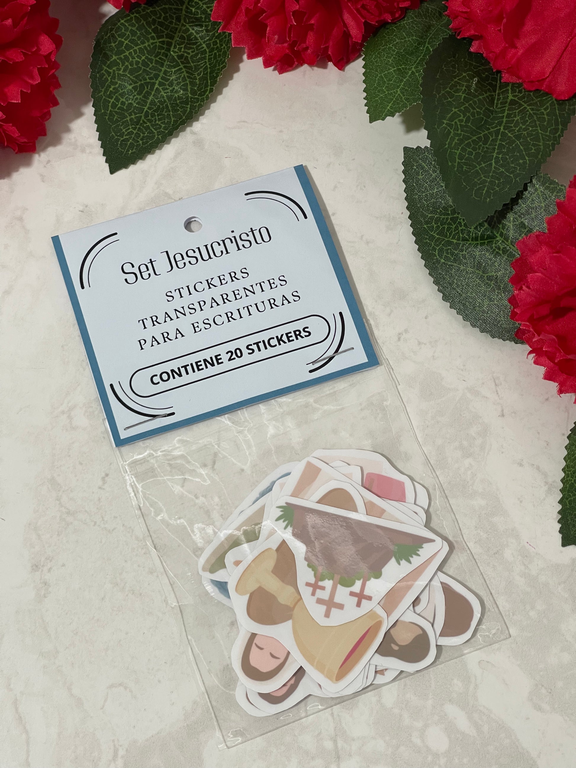 Set 20 Stickers Transparentes Jesucristo