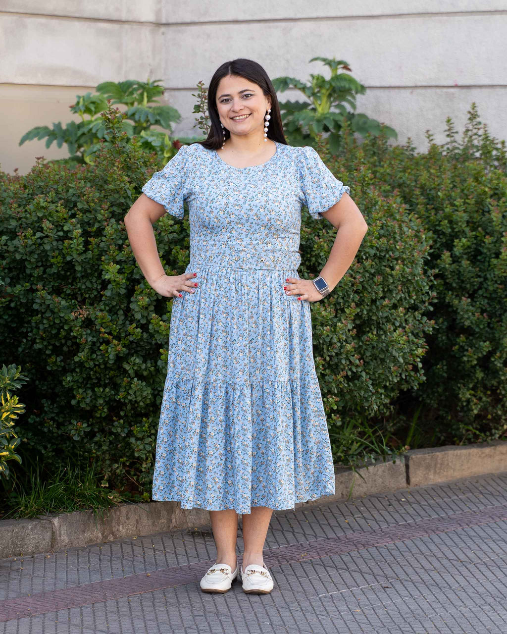 Vestido Bra4 Cinturon Celeste