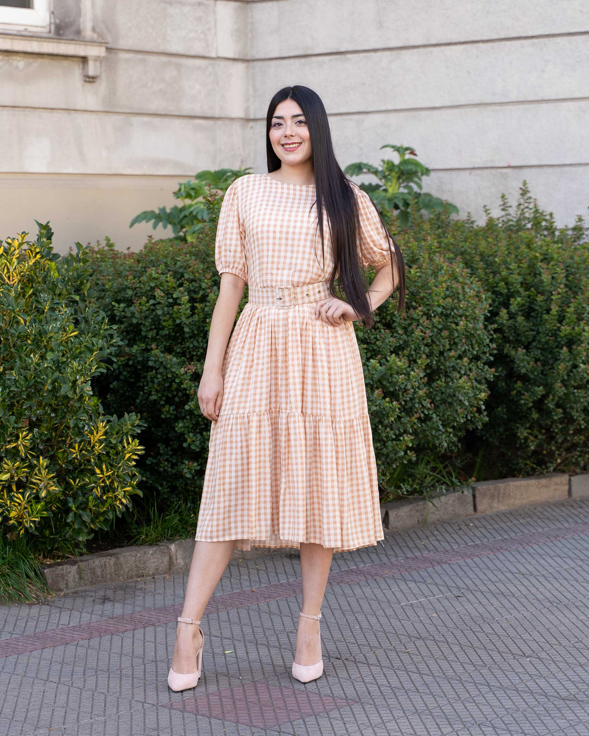 Vestido Bra4 Cinturon Cuadrille