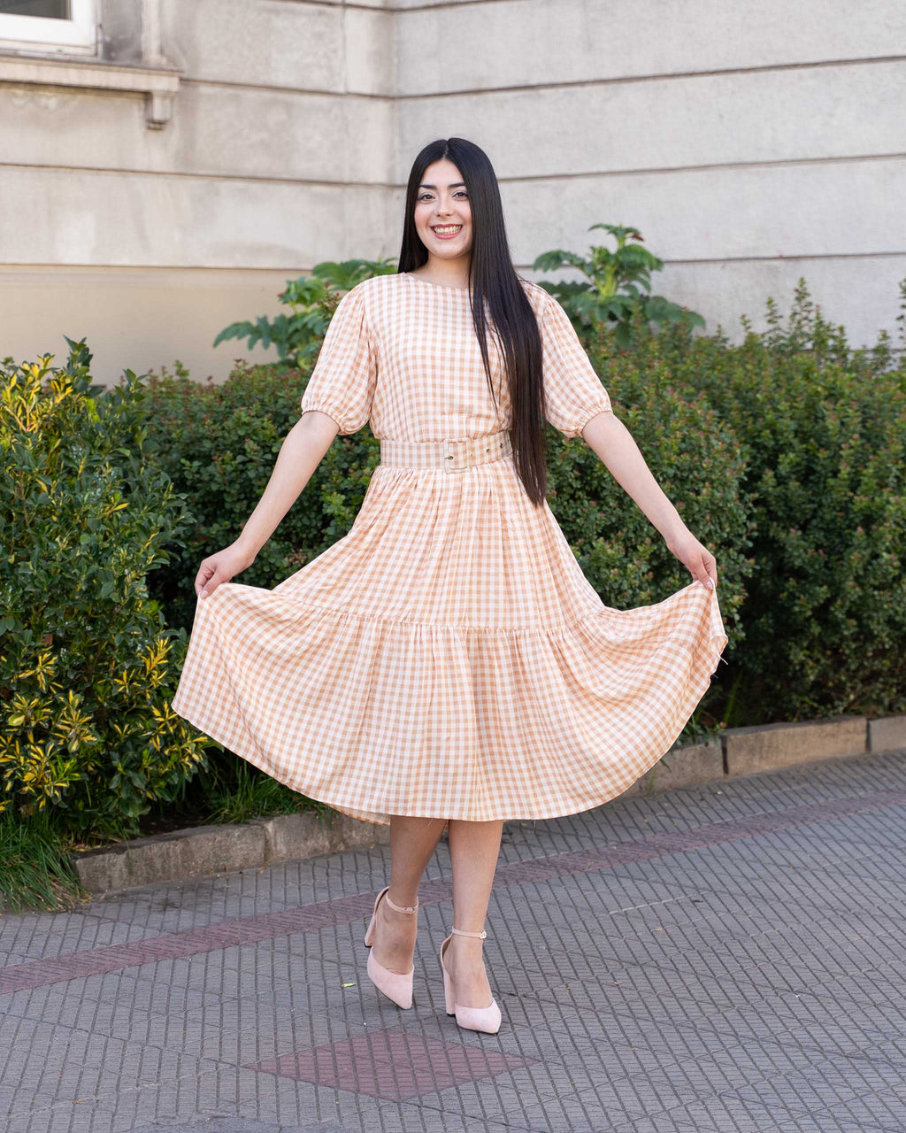 Vestido Bra4 Cinturon Cuadrille