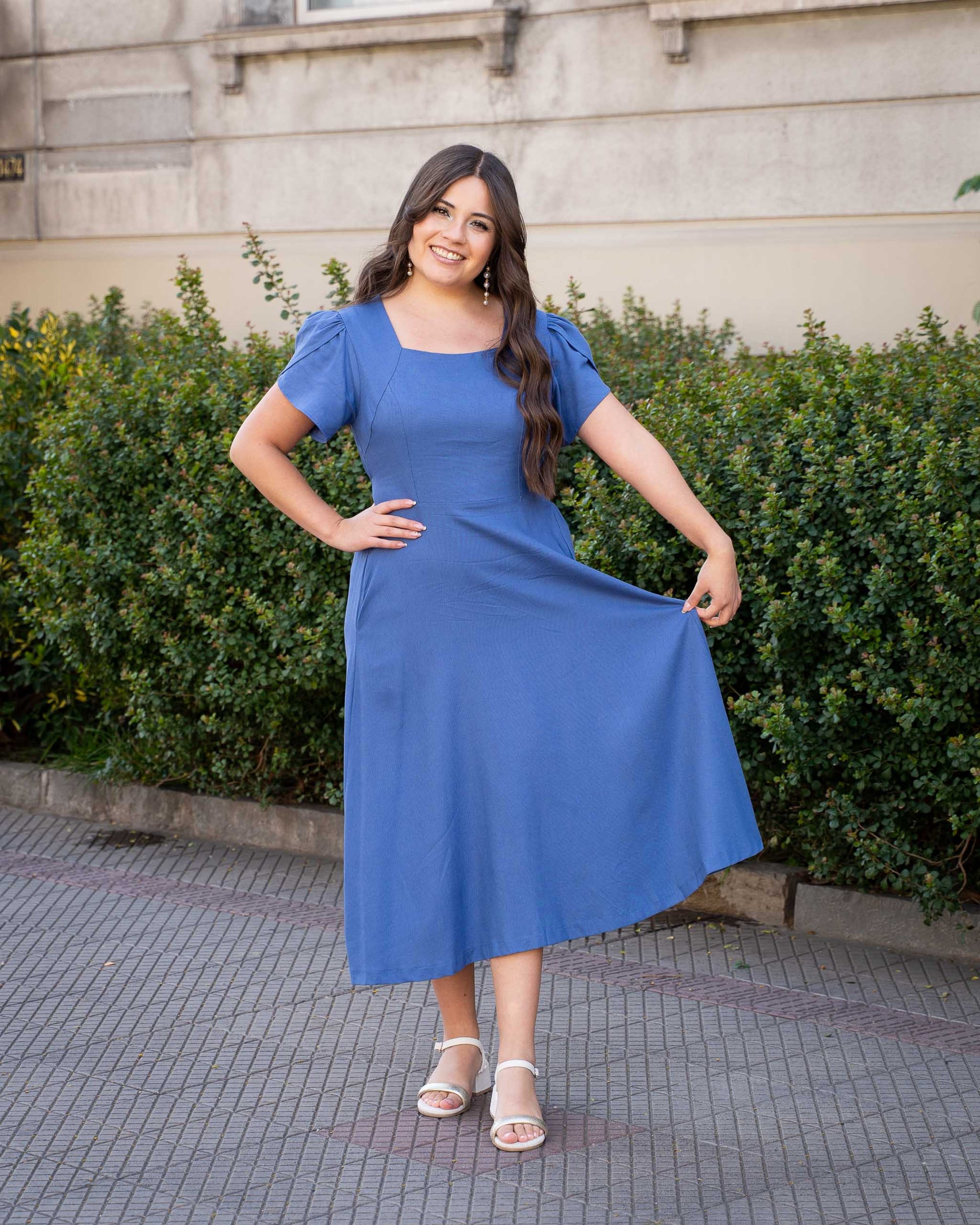 Vestido Bra4 Azul Lino