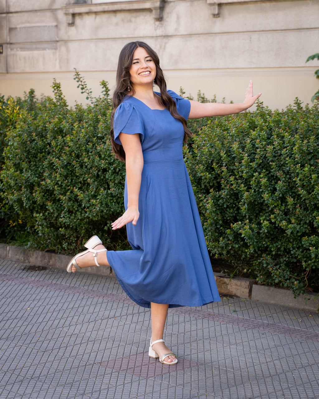 Vestido Bra4 Azul Lino