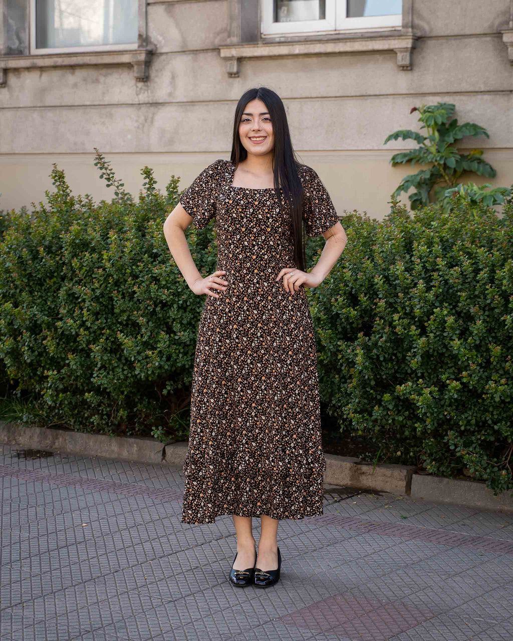 Vestido Bra4 Azul Oscuro Flores