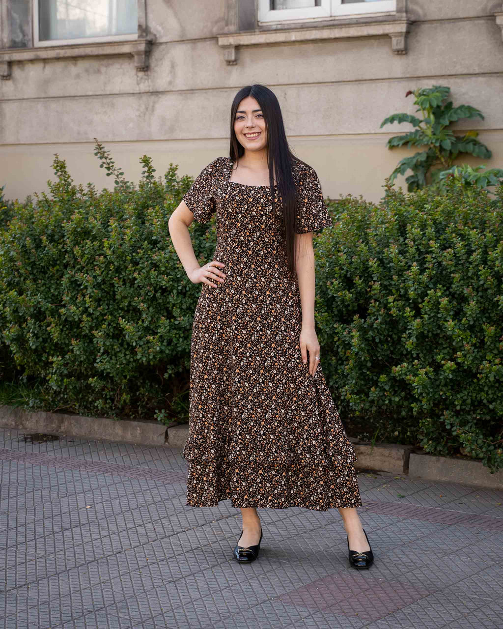 Vestido Bra4 Azul Oscuro Flores