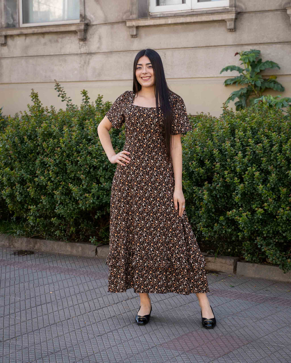Vestido Bra4 Azul Oscuro Flores