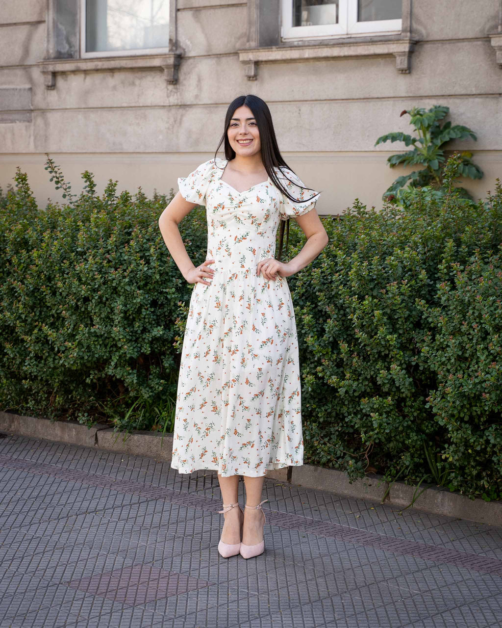 Vestido Bra4 Blanco Flores
