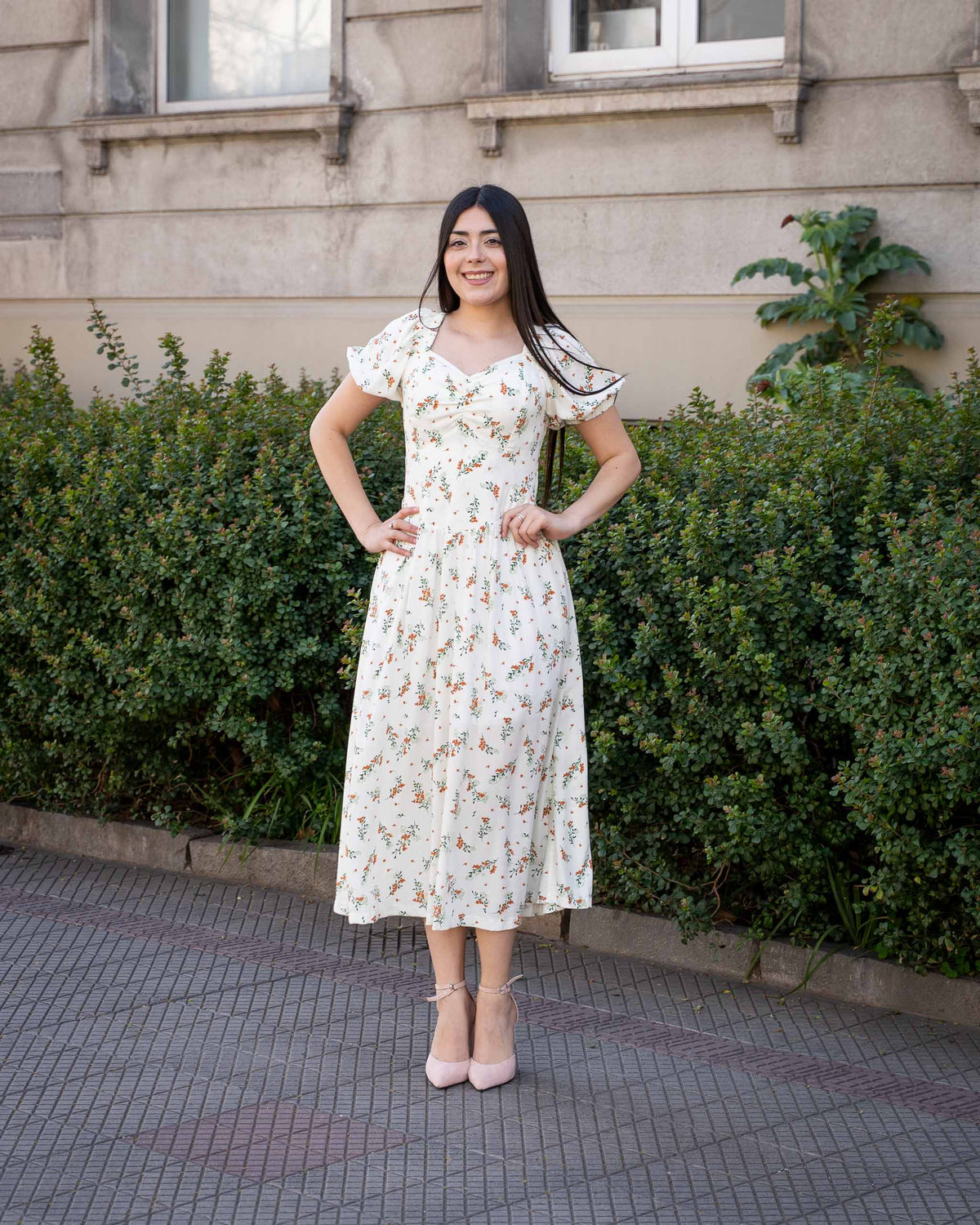 Vestido Bra4 Blanco Flores