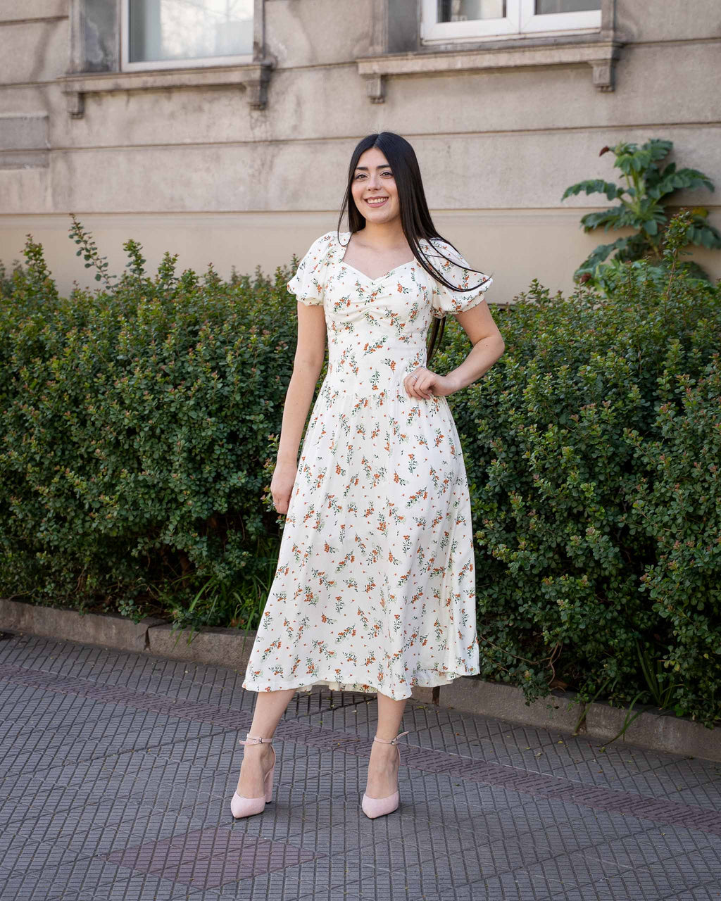 Vestido Bra4 Blanco Flores