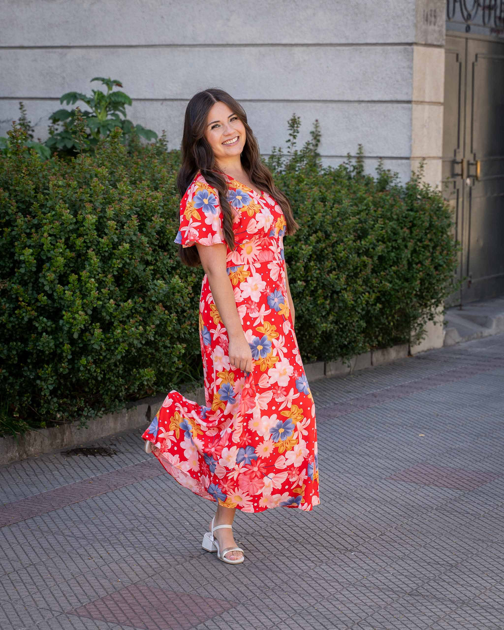 Vestido Bra4 Rojo Floreado