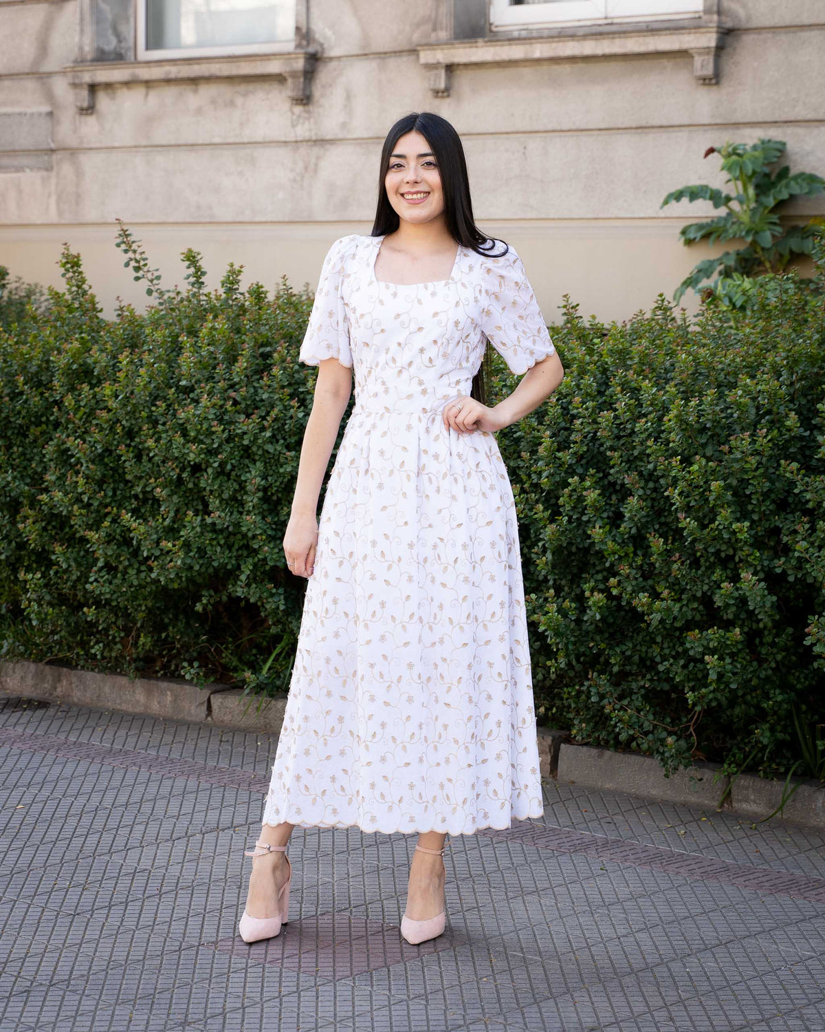 Vestido Bra4 Blanco Bordado