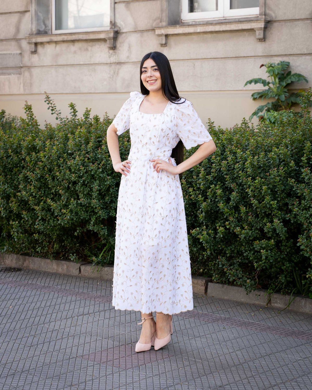 Vestido Bra4 Blanco Bordado