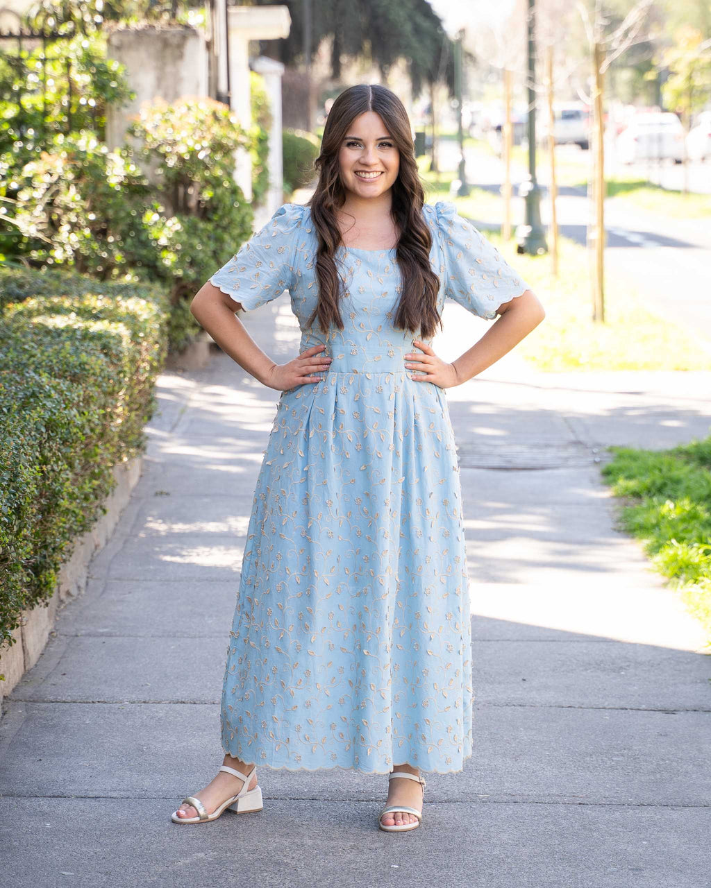 Vestido Bra4 Celeste Bordado