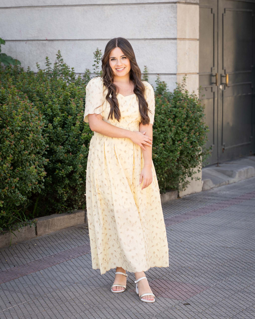 Vestido Bra4 Amarillo Bordado