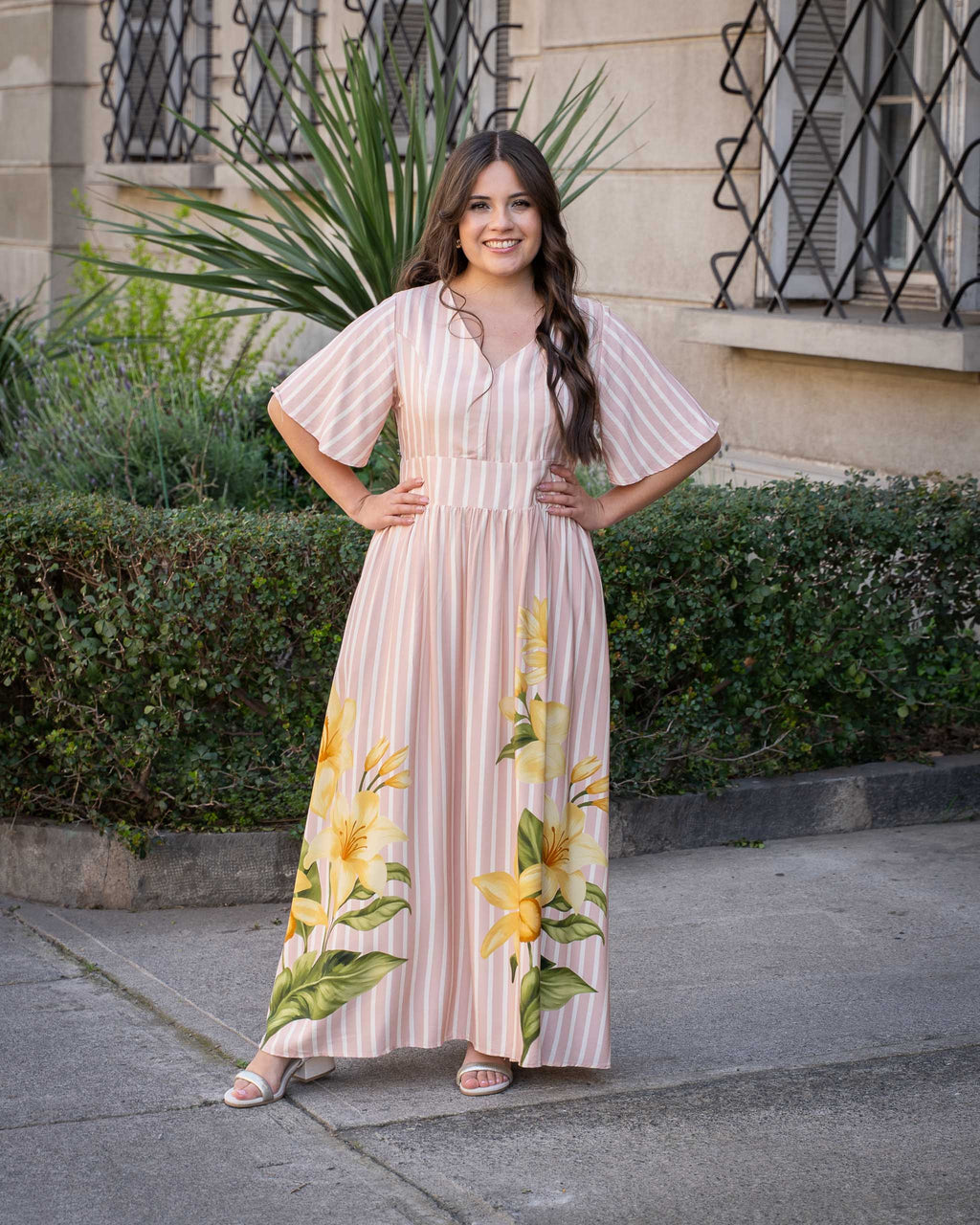 Vestido Bra4 Rosado Rayas Flor