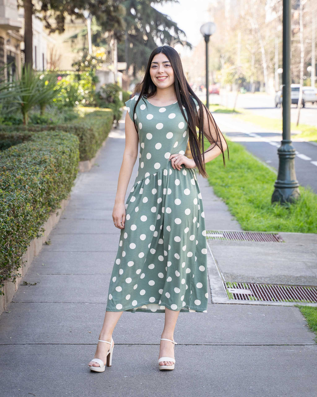 Vestido Bra4 Lunares Verde