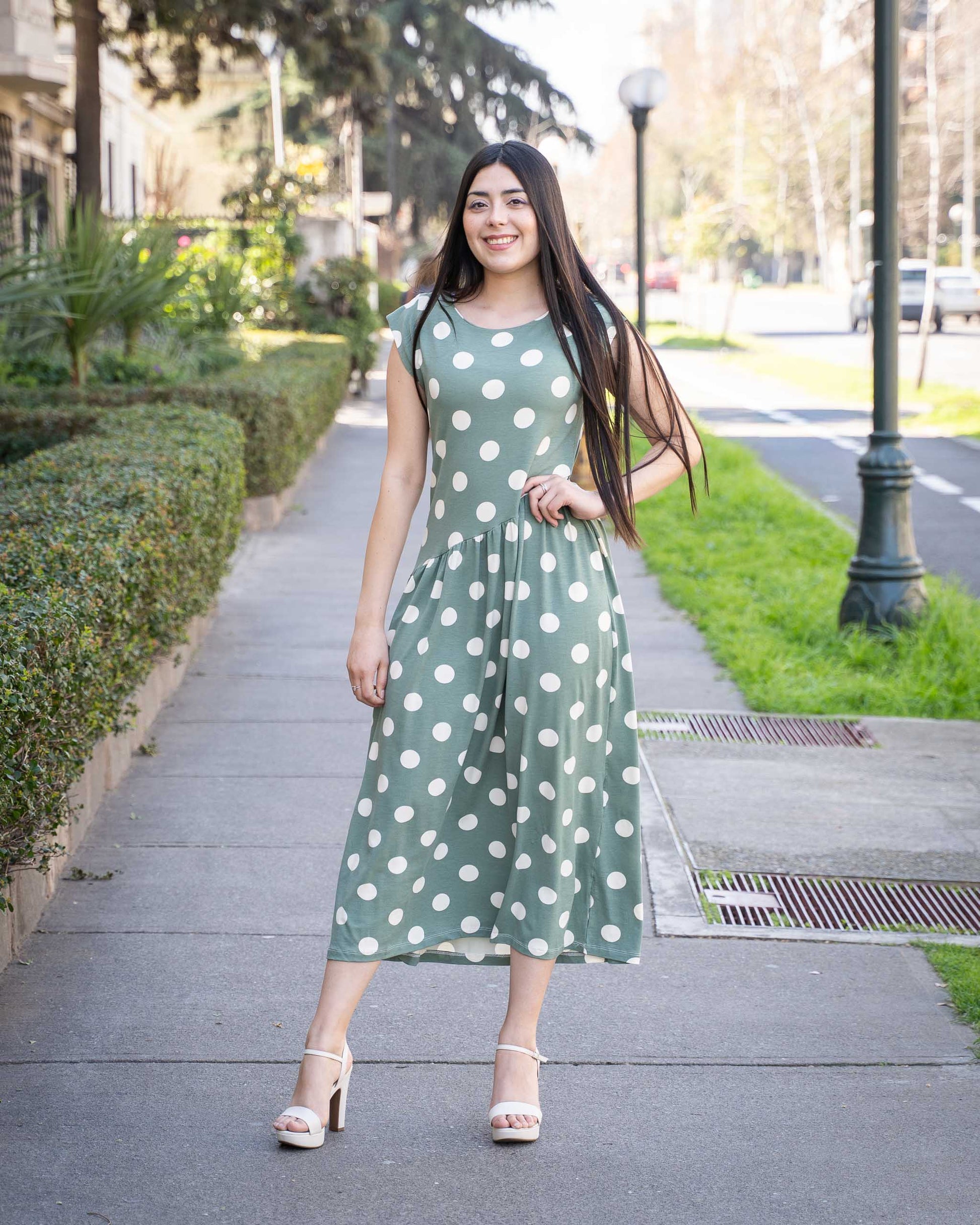 Vestido Bra4 Lunares Verde