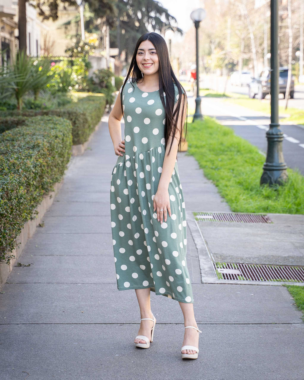 Vestido Bra4 Lunares Verde
